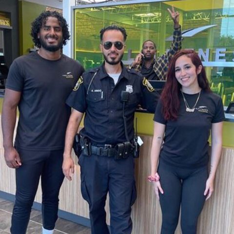 Newark police officer visits local business owners to talk about quality of life issues in city - photo licensed by shore news network.