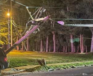 Deal road shut down after late night crash takes down utility pole