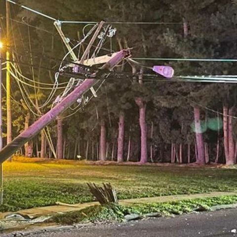 Deal road shut down after late night crash takes down utility pole - photo licensed by shore news network.