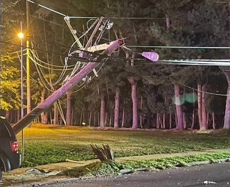 Deal Road Shut Down After Late Night Crash Takes Down Utility Pole