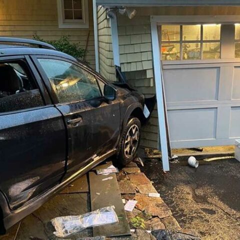 One injured after car crashed into home in norwalk - photo licensed by shore news network.
