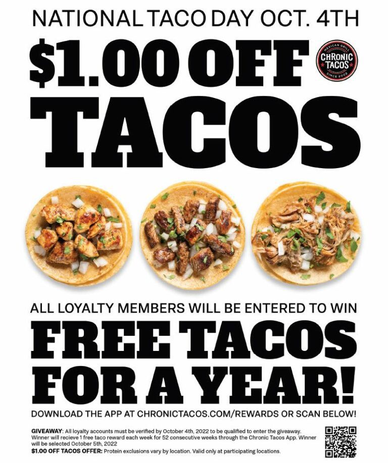 Chronic tacos celebrates national taco day with special deals - photo licensed by shore news network.