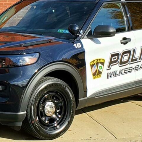 Wilkes-barre police vehicle parked outside.