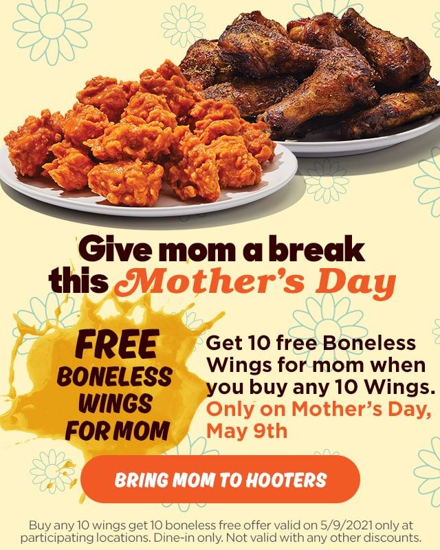 Celebrate Mom with Free Wings at Hooters for Mother's Day