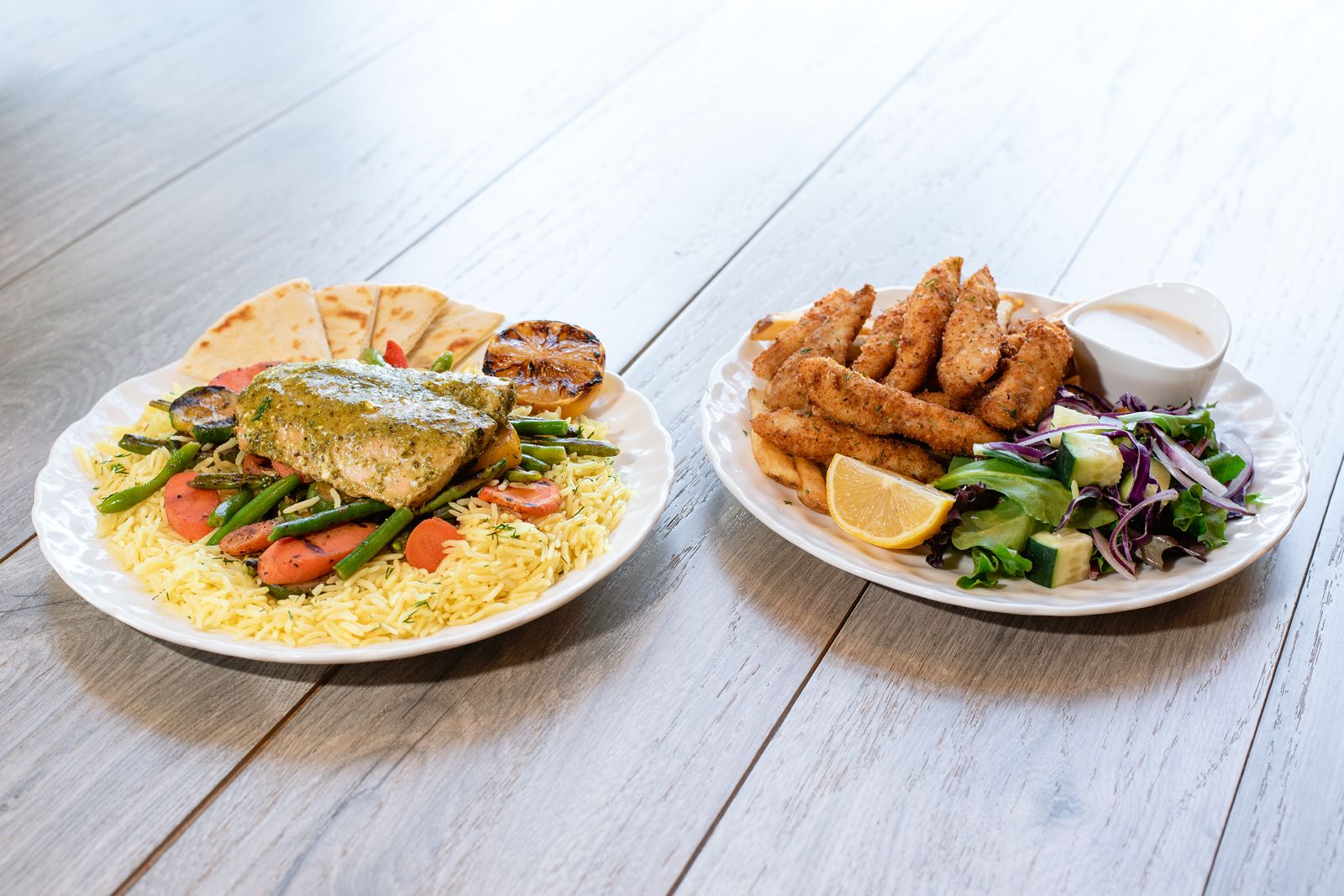 The new Mediterranean-inspired dishes which showcase wild-caught Alaskan salmon and breaded white fish will be available at all Daphne's restaurants through July 5, 2021.