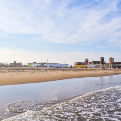 Large sinkholes open up on beach in asbury park - photo licensed by shore news network.