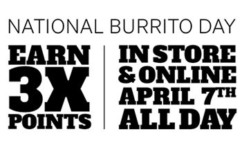Earn 3 Times More Points on National Burrito Day Through the Chronic Tacos Loyalty Program
