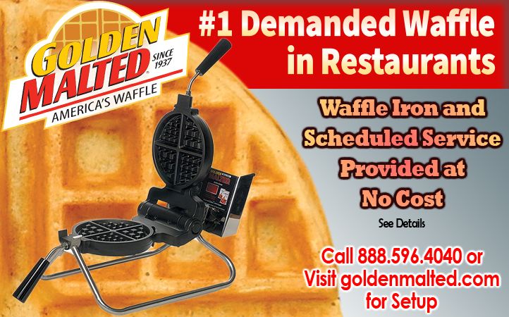 Golden Malted Waffles: Irons Provided at No Cost & Proven to Increase Customer Satisfaction