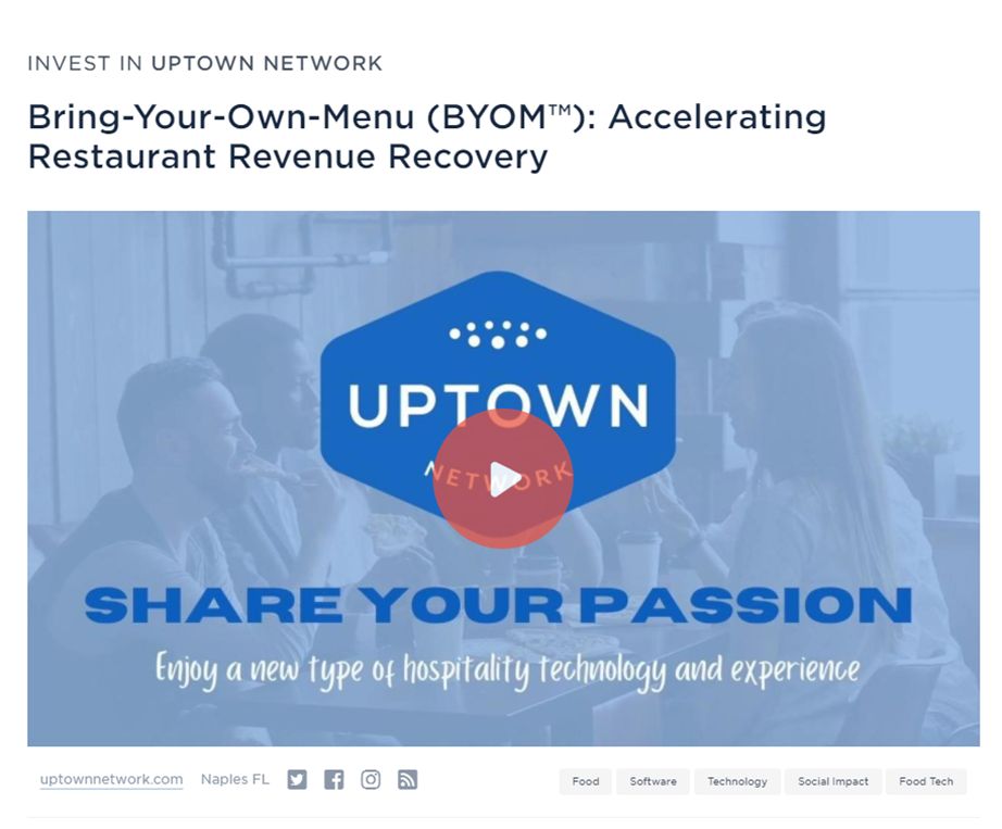 Hospitality Technology Innovator Uptown Network Launches Crowdfunding Campaign on Wefunder