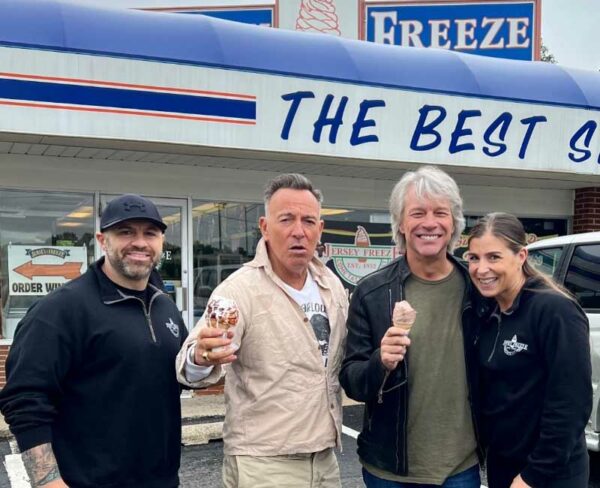 Rock legends Bruce Springsteen and Jon Bon Jovi show up together at Freehold ice cream shop