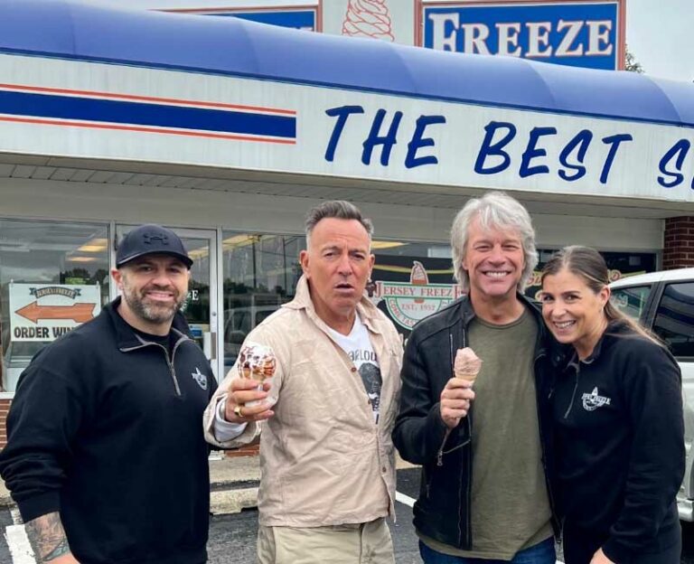 Rock legends bruce springsteen and jon bon jovi show up together at freehold ice cream shop - photo licensed by shore news network.