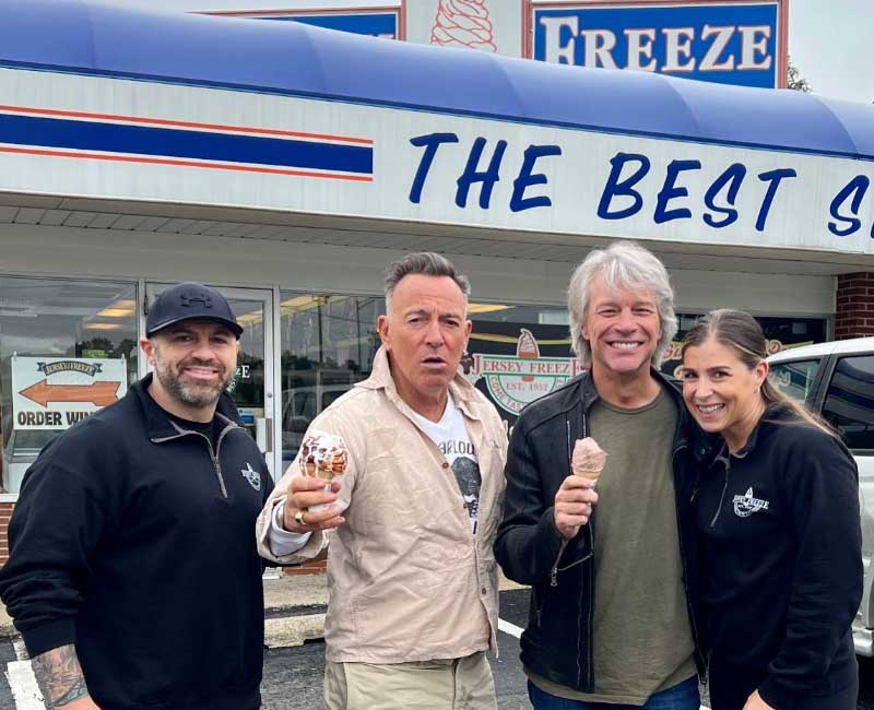 Rock legends Bruce Springsteen and Jon Bon Jovi show up together at Freehold ice cream shop