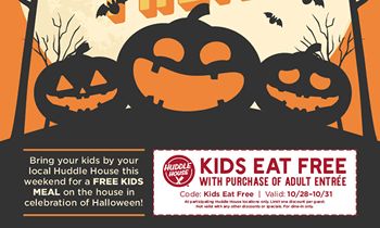 Kids Eat Free October 28 – 31 at Huddle House