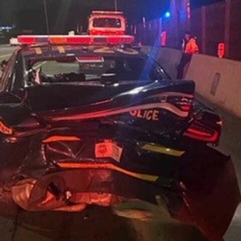 Nysp trooper was rear ended on the gmmc bridge while running stationary radar in his patrol vehicle