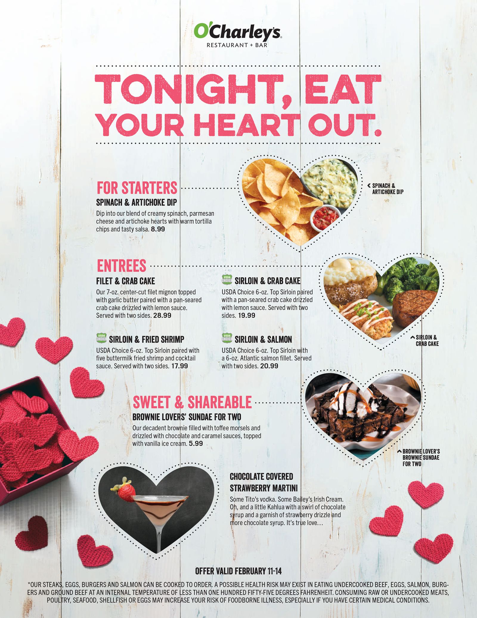 O'Charley's Announces Special Valentine's Day Menu Worth Every Ounce of Love