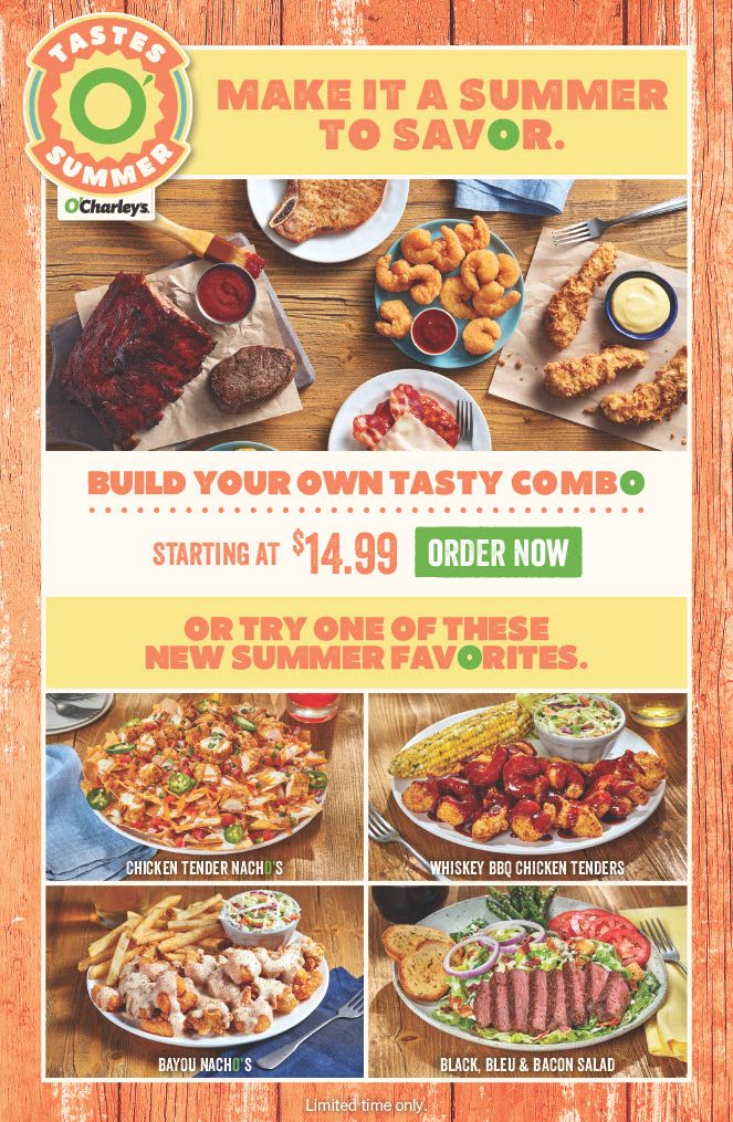 O'Charley's Launches Special 'Tastes O' Summer' Menu