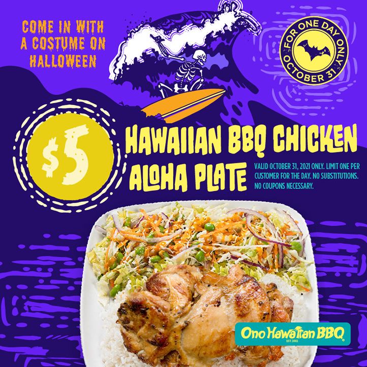 Ono Hawaiian BBQ Offers $5 Meal Deal for Customers in Costume on Halloween