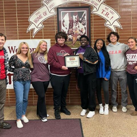 Toms river north defeated south in football rivalry, but south students kept their chins up - photo licensed by shore news network.