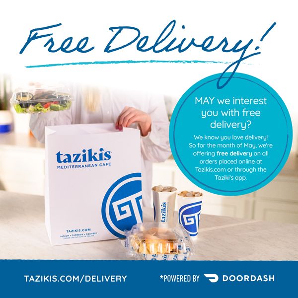 Taziki's Mediterranean Café Announces Free Delivery through Taziki's App