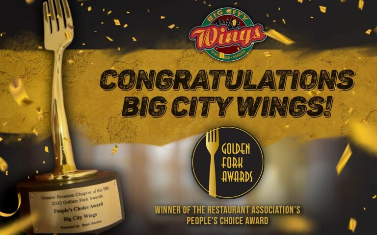 Texas restaurant association names houston’s wing joint, big city wings, winner of the people’s choice 2022 golden fork award - photo licensed by shore news network.