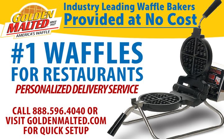 Waffle Irons & Personalized Delivery Service Provided at No Cost with Golden Malted - America's #1 Waffle