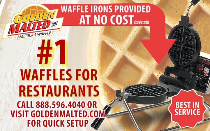 Waffle Irons Provided at No Cost with Golden Malted - #1 Restaurant Waffles