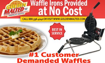 Waffle Irons Provided at No Cost with Golden Malted – America’s #1 Demanded Waffle