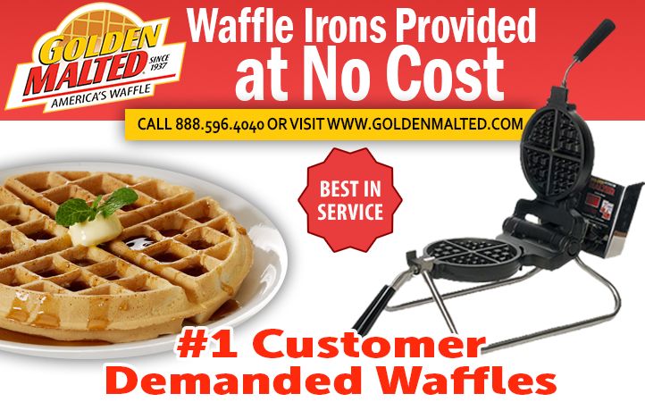 Waffle Irons Provided at No Cost with Golden Malted - America's #1 Demanded Waffle