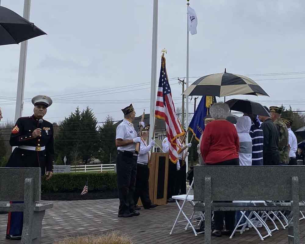UMSC Vietnam Veteran Cpl Ken Bressi speaks at the Veterans Memorial Garden - Photo by Veterans Memorial Garden