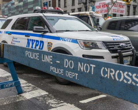 NYPD police line, crime scene.