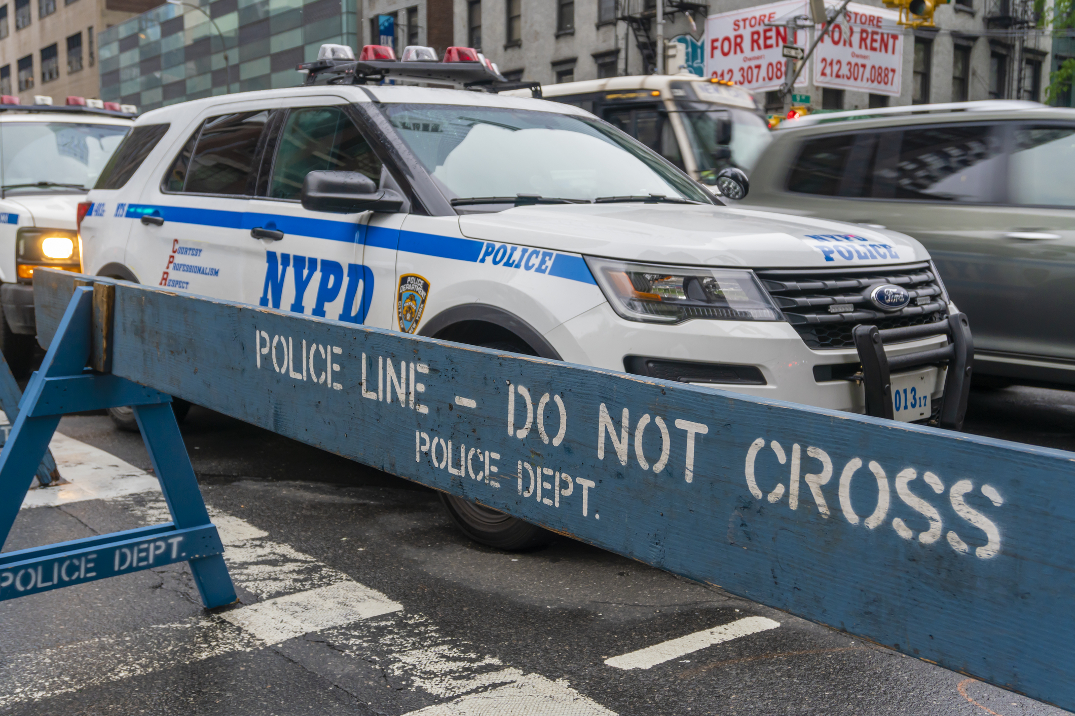 NYPD police line, crime scene.