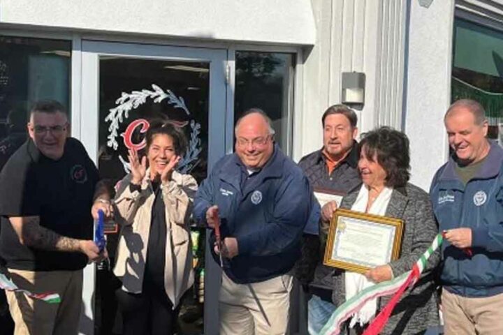 Mayor Carmen Amato joins township officials for the grand opening of Cucina Fresca.