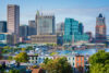 A view of Federal Hill & the Inner Harbor, in Baltimore, Maryland