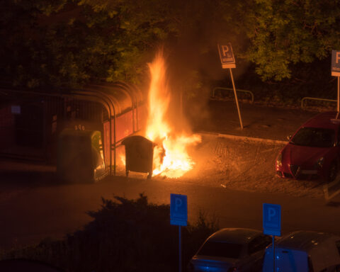Dumpster fire captured on security camera - File Photo