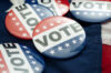 Vote pin - stock photo