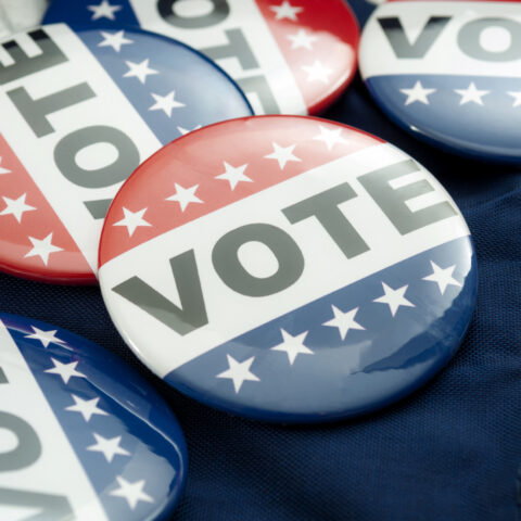 Vote pin - stock photo