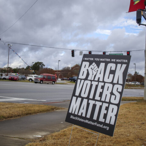 Augusta, ga usa - 12 14 20: it`s about us street sign, on the reverse is black voters matter