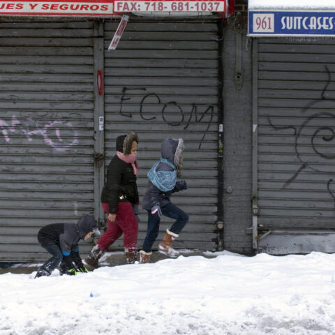 Children playing on a winter day in the bronx