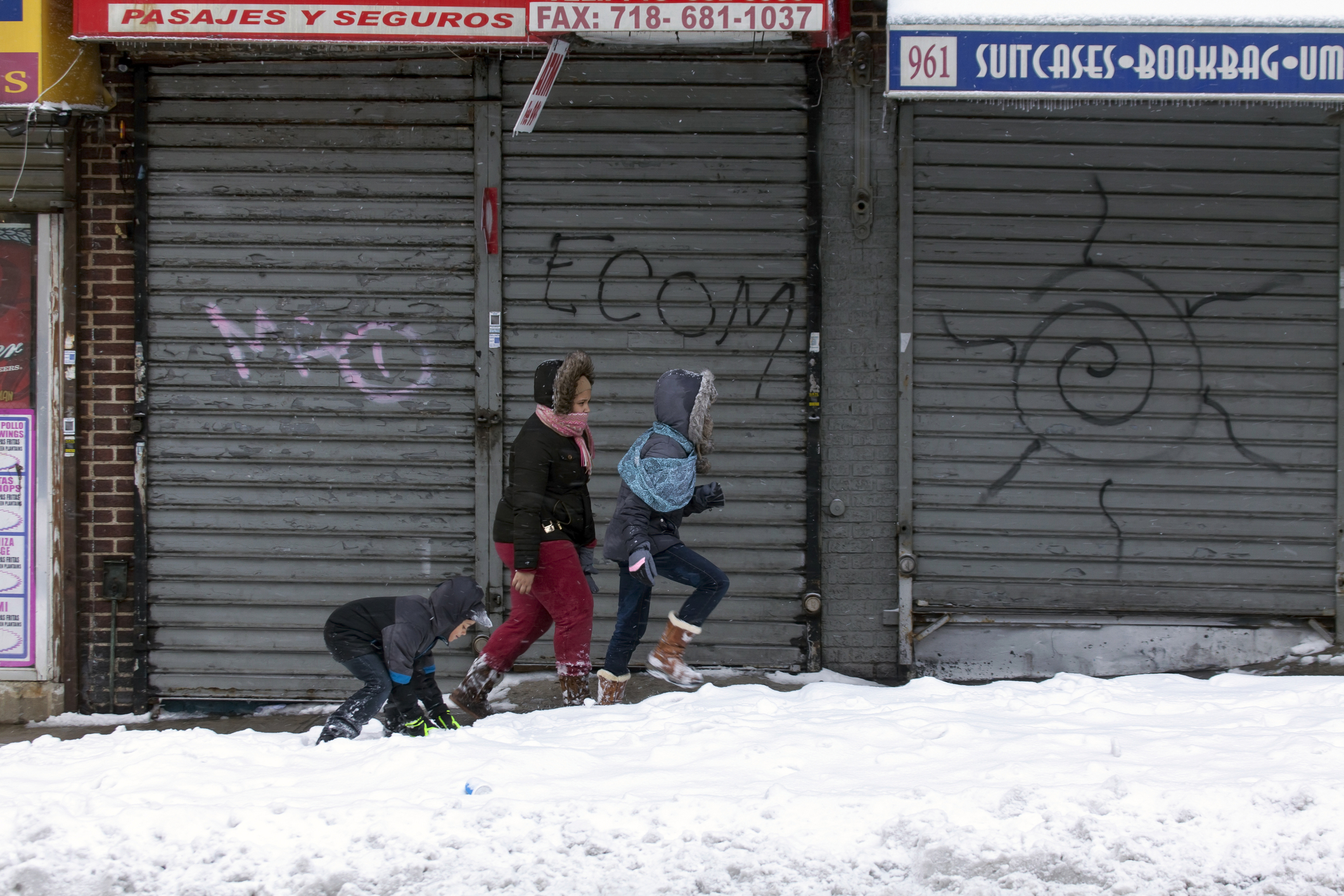 Children playing on a winter day in the Bronx