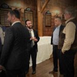 Jackson Township Councilman Marty Flemming speaks with Lakewood Developer Mordechai Eichorn and Jackson VAAD leader Mordechai Burnstein at a campaign fundraiser held at Eichorn's golf course.