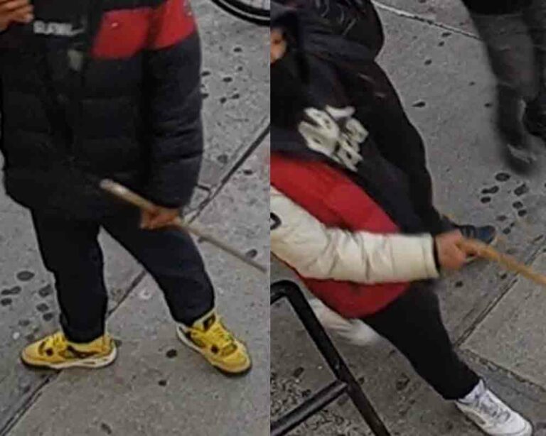 On 11/28/22 at approx. 4:15 PM, in front of 48-02 Broadway in Queens, the suspects approached a 15-year-old male, then assaulted him with a cane & a stick before fleeing in a Mazda.