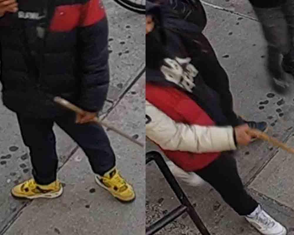 On 11/28/22 at approx. 4:15 PM, in front of 48-02 Broadway in Queens, the suspects approached a 15-year-old male, then assaulted him with a cane & a stick before fleeing in a Mazda.
