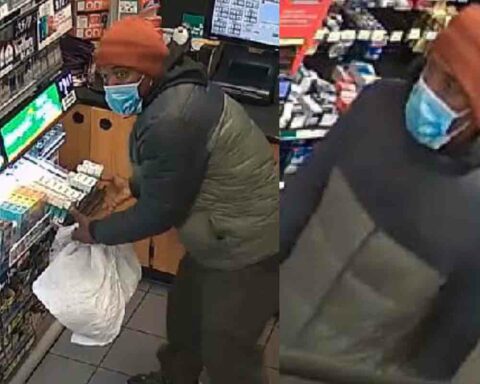 On November 11, 2022, the suspect jumped over a gas station counter in the 3900 block of Morse Road and stole hundreds of dollars of cigarettes from the display racks.