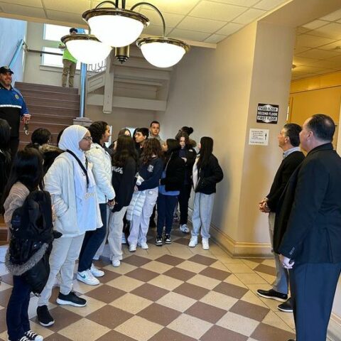 Students from the belleville 8th grade national junior honor society came for a tour of our municipal complex and police department.
