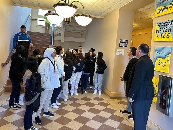 students from the Belleville 8th Grade National Junior Honor Society came for a tour of our Municipal Complex and Police Department.