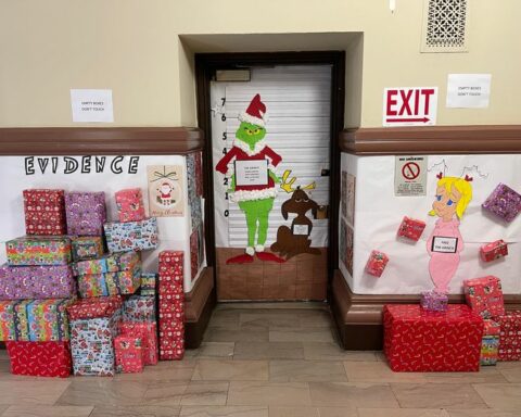 Decorations inside the Allegheny County Courthouse.