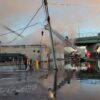Firefighters battling a 3-alarm fire at a food preparation company near the corner of e. Elizabeth & n. Park ave. Photo provided by linden police dept.
