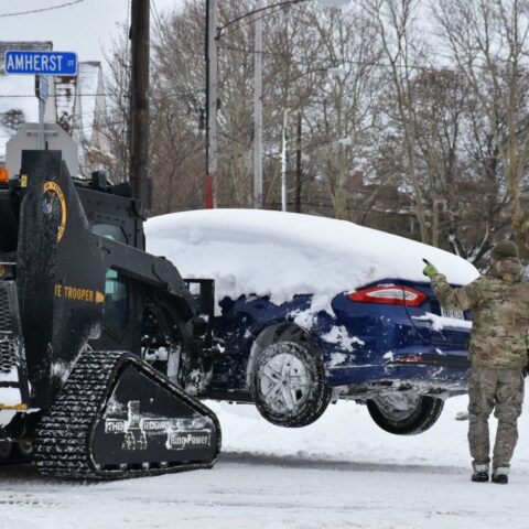 He rook removing vehicles from the roadways in buffalo, so the streets can be plowed! - photo by nysp