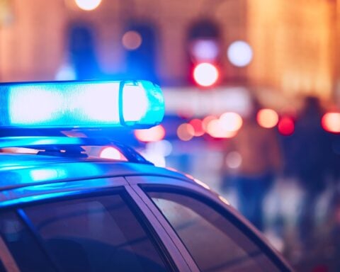 Police lights during police investigation.