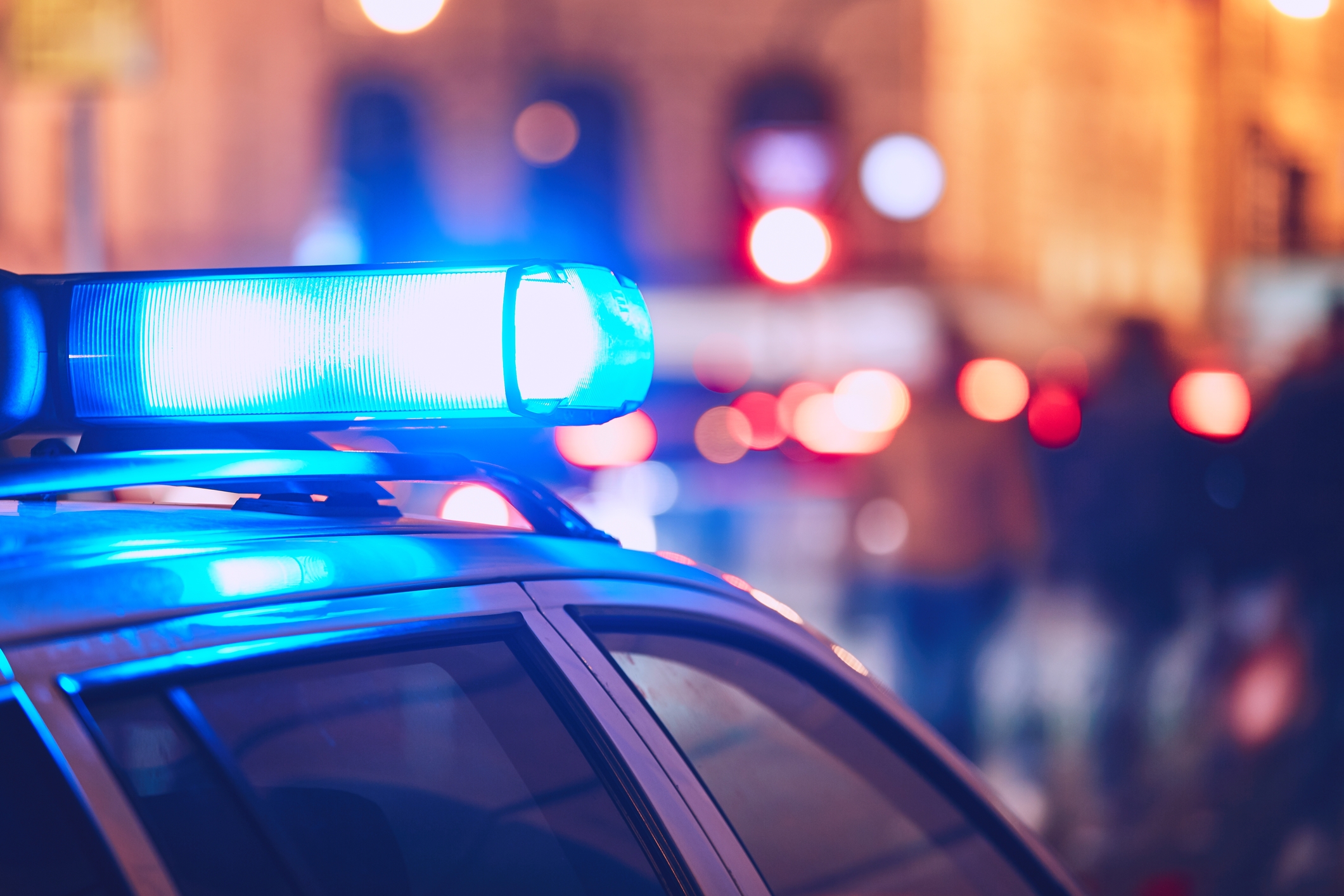 Police lights during police investigation.